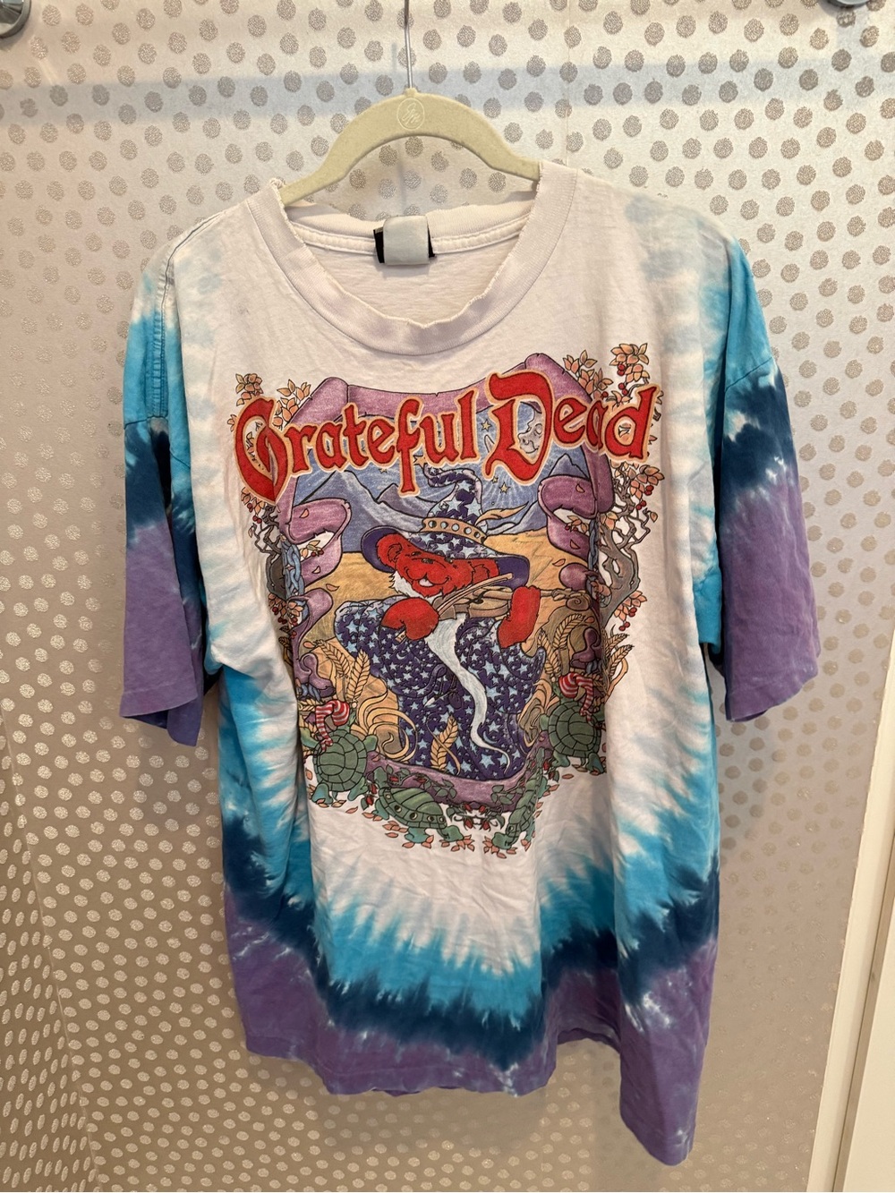 Vintage Liquid Blue Grateful Dead Terrapin Moon Tie Dye Graphic Tee Shirt XL